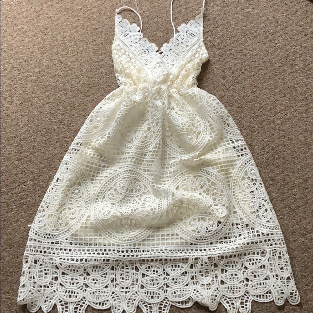 Lace up white dress